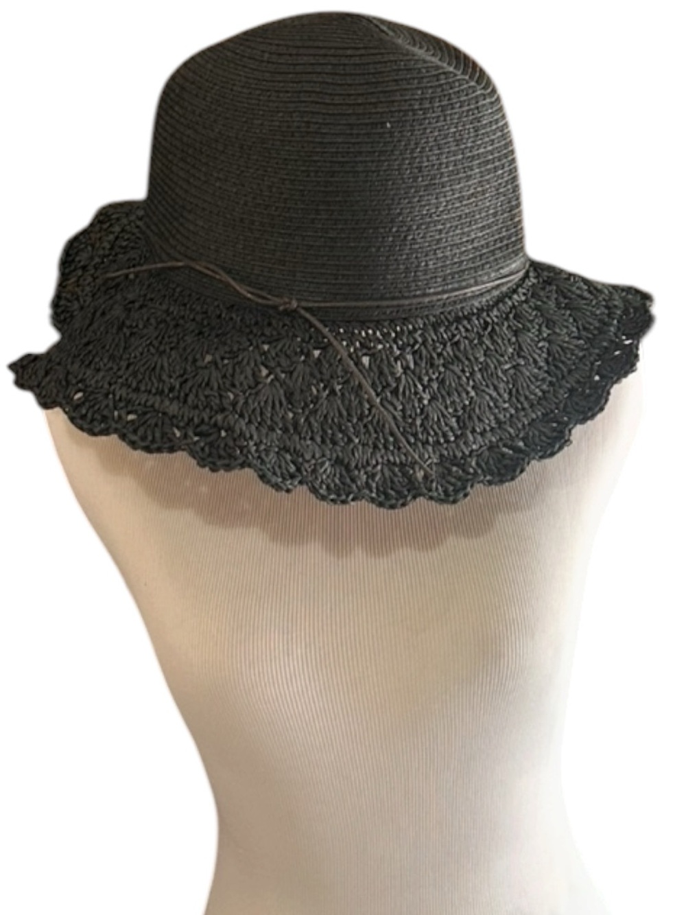 Joe Boxer Wide-Brim Woven Floppy Sun Hat Black